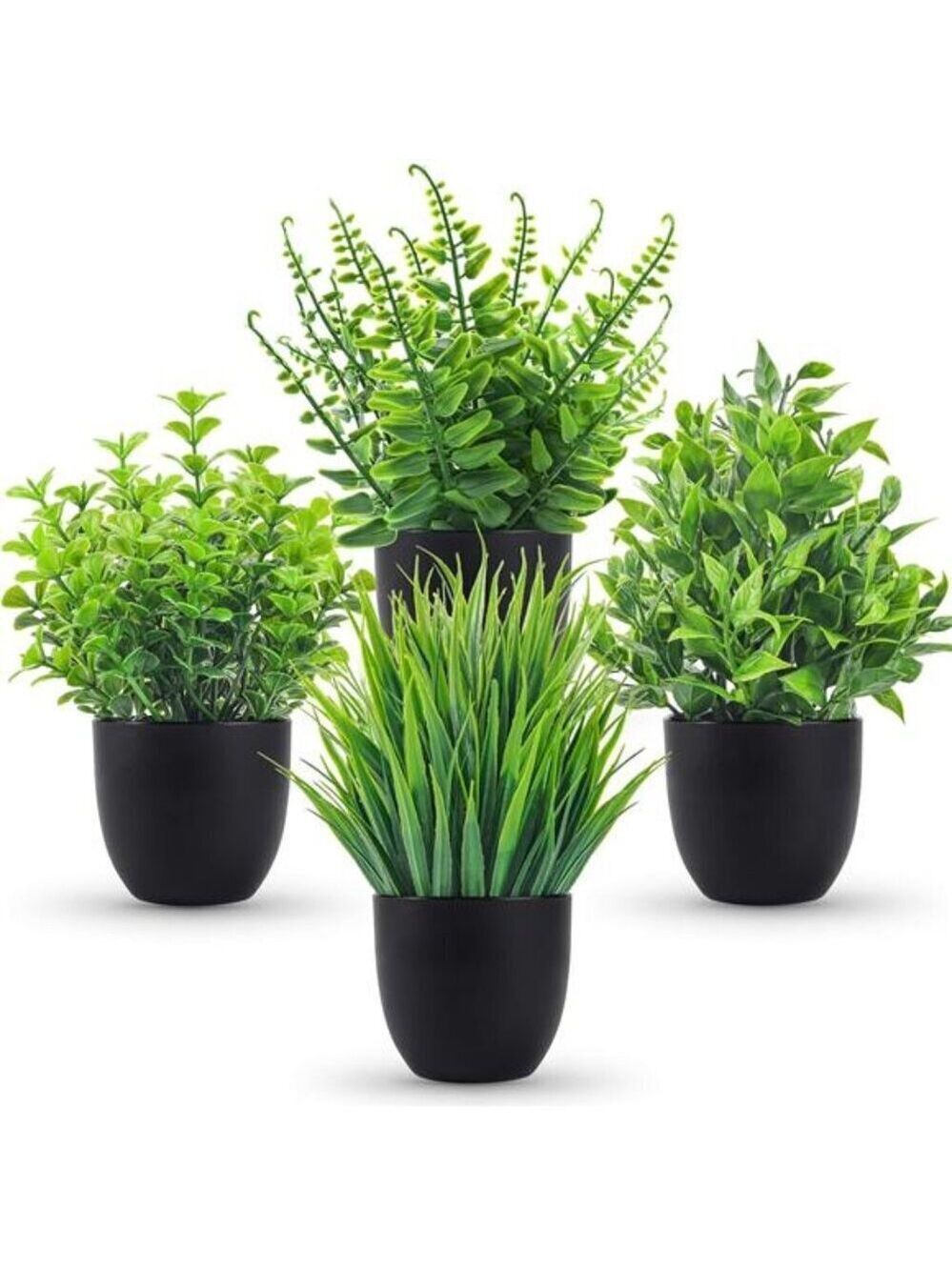 Fake Plants 4 Packs Artificial Plants Small Faux Black Bathroom Home Office Desk